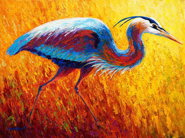 Heron Art Print featuring the painting Bue Heron 2 by Marion Rose