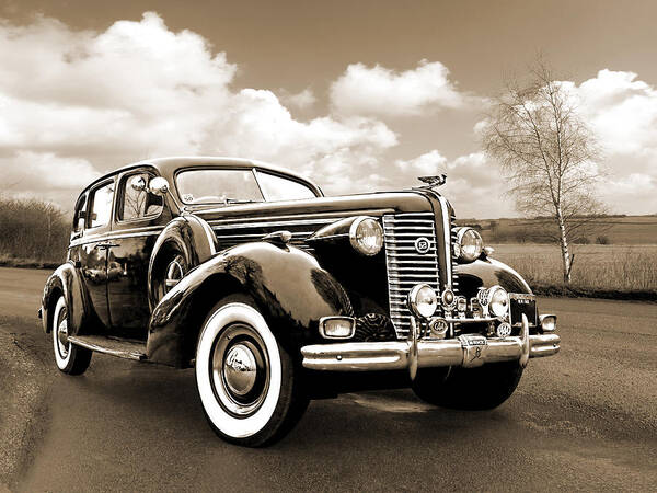 Buick Art Print featuring the photograph Buick 8 1938 Sedan in Sepia by Gill Billington