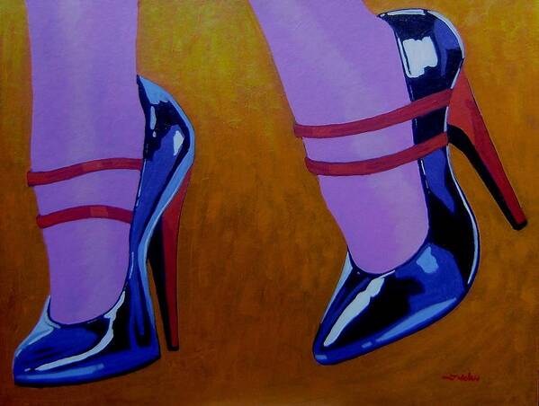 Burlesque Art Print featuring the painting Burlesque Shoes by John Nolan