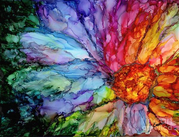 Flower Art Print featuring the painting Bursting through the Shadows by Eunice Warfel