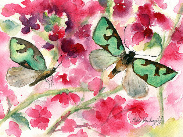 Butterfly Art Print featuring the painting Butterflies by Hilda Vandergriff