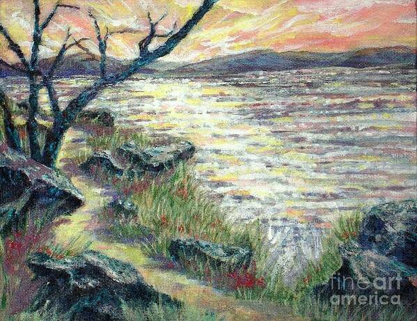 Seascape Art Print featuring the painting By the Sea by Gail Allen