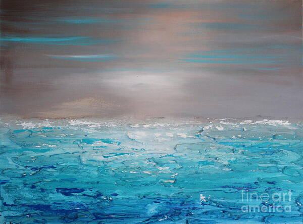 Gray Art Print featuring the painting Calm water by Preethi Mathialagan