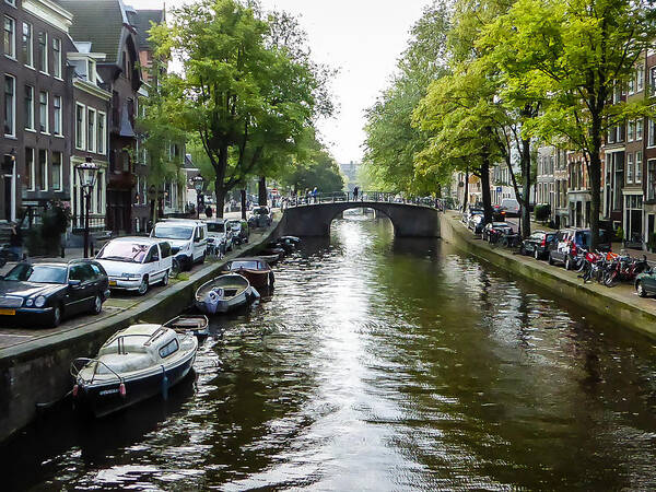 Canal Art Print featuring the photograph Canal View - Amsterdam by Pamela Newcomb