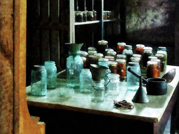 Canning Jars Art Print featuring the photograph Canning Jars Ladles and Funnels by Susan Savad