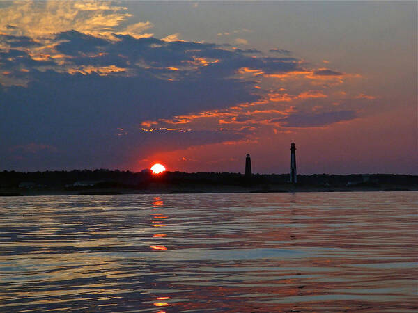 Cape Henry Lighthouses Art Print featuring the photograph Cape Henry Sunset by Don Mercer