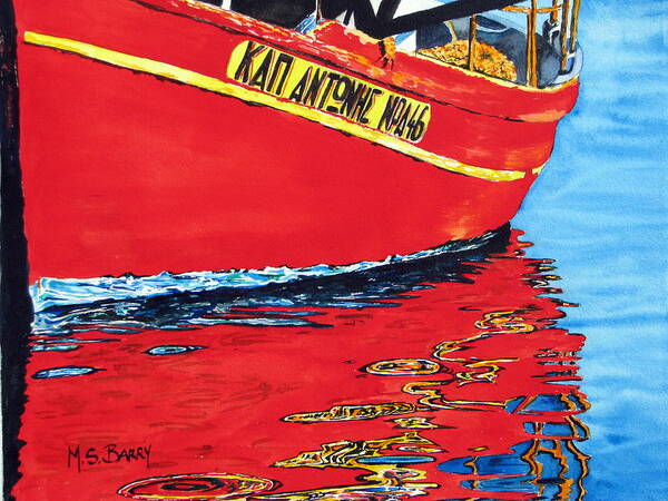 Greek Boat Art Print featuring the painting Captain Andonis by Maria Barry