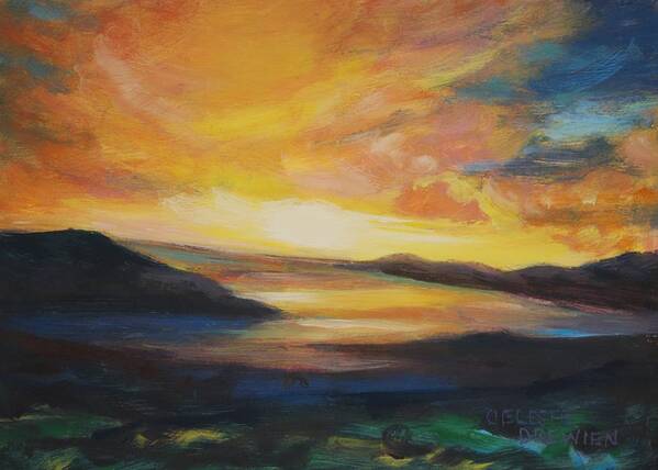 Sunset Art Print featuring the painting Caribbean Sunset by Celeste Drewien