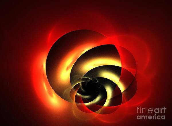 Abstract Art Print featuring the digital art Carnelian Spiral by Kim Sy Ok