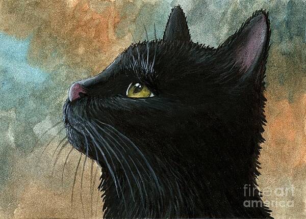 Cat Art Print featuring the painting Black Cat 545 by Lucie Dumas