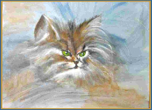 Cat Art Print featuring the painting cat by Dragica Micki Fortuna