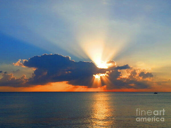 Tropical Art Print featuring the photograph Cayman Skyburst by Jerome Wilson