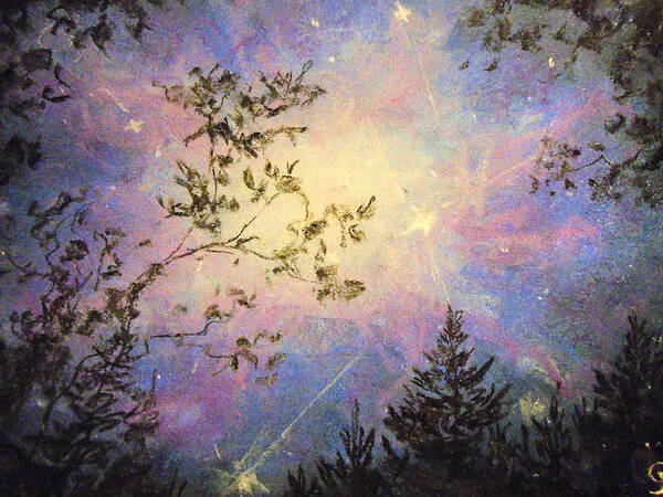 Forest Sky Art Print featuring the painting Celestial Escape by Jen Shearer