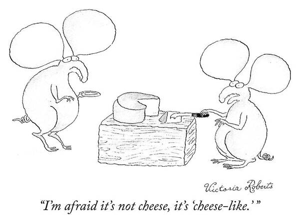 i'm Afraid It's Not Cheese Art Print featuring the drawing Cheese Like by Victoria Roberts