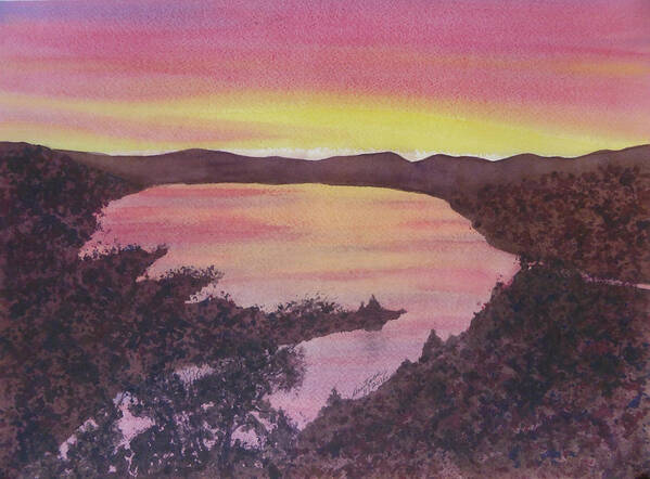 Cherokee Lake Art Print featuring the painting Cherokee Lake Sunset Number Seven by Joel Deutsch