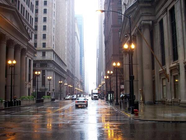 Chicago Art Print featuring the photograph Chicago in the rain by Anita Burgermeister