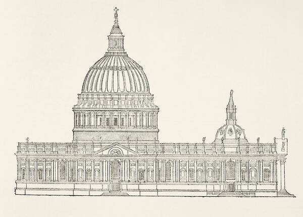 Wrens Art Print featuring the drawing Christopher Wren S First Design For The by Vintage Design Pics