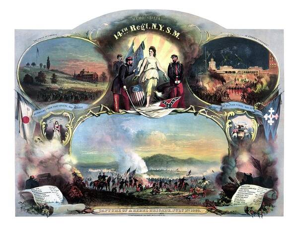 Civil War Art Print featuring the painting Civil War 14th Regiment Memorial by War Is Hell Store