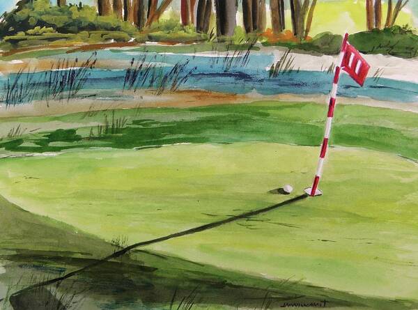 Golf Art Print featuring the painting Close at the Eleventh Hole by John Williams