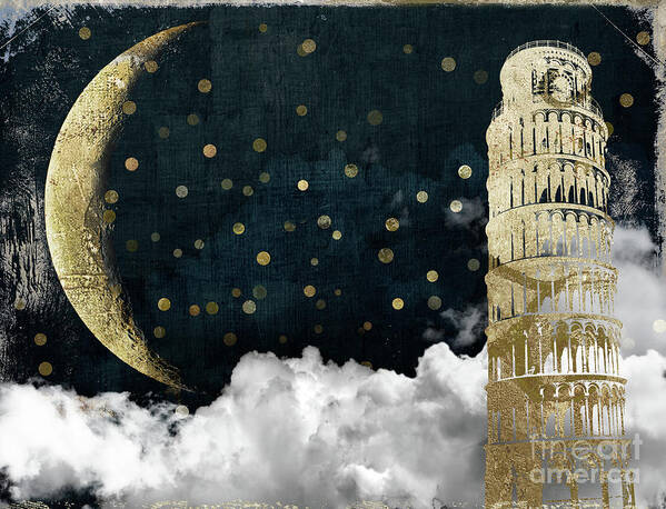 Tower Of Pisa Art Print featuring the painting Cloud Cities Pisa Italy by Mindy Sommers