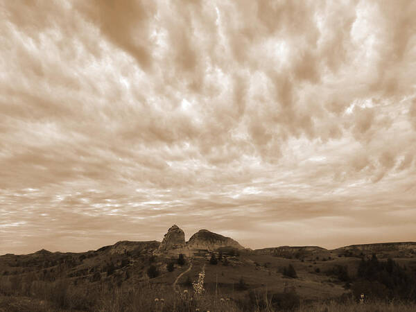 North Dakota Art Print featuring the photograph Clouds over the Burning Coal Vein by Cris Fulton