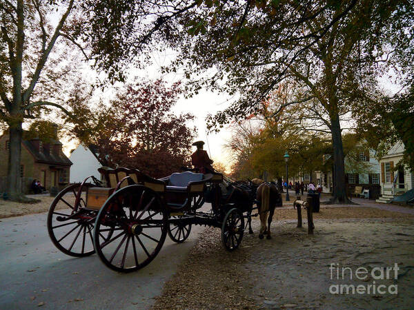 Colonial Williamsburg Art Print featuring the photograph Colonial Carriage at Dusk by Rachel Morrison