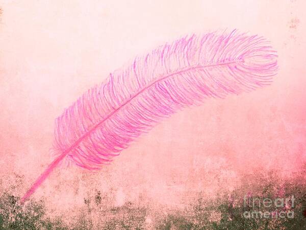 Pink Art Print featuring the drawing Color Trend Feather In The Wind by Rachel Hannah
