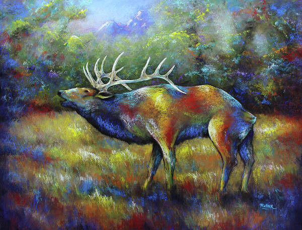 Elk Art Print featuring the pastel Colorado Elk by Patricia Lintner