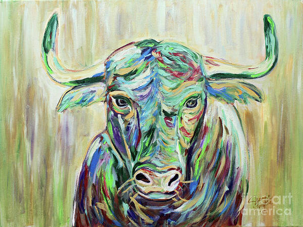 Usf Bull Art Print featuring the painting Colorful Bull by Jeanne Forsythe