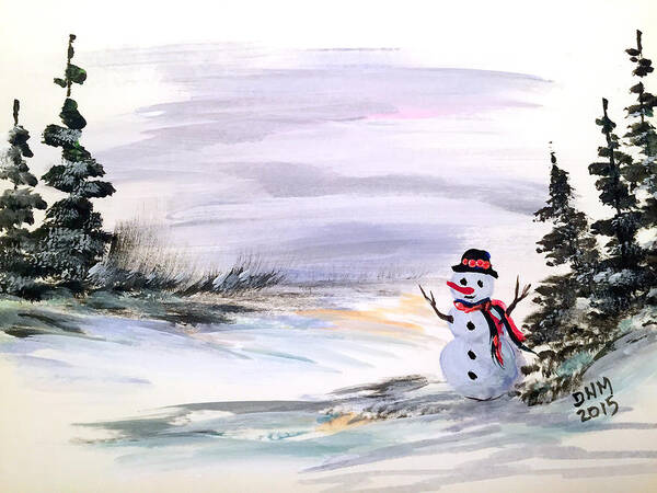 Winter Art Print featuring the painting Come and play with me by Dorothy Maier