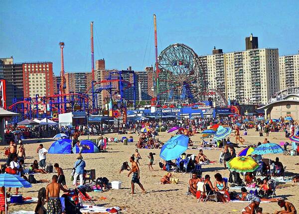 Coney Island New York Art Print featuring the photograph Coney Island Beach by Joan Reese