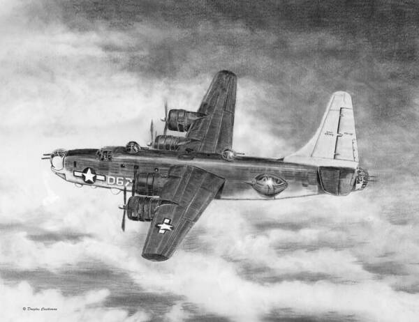 Aviation Art Print featuring the drawing Consolidated PB4Y-2 Privateer by Douglas Castleman