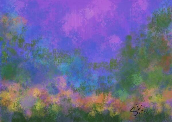 Landscape Art Print featuring the digital art Cool Evening by Sherry Killam