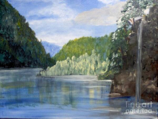 Landscape Art Print featuring the painting Cool Water by Saundra Johnson