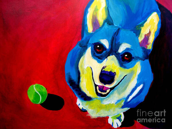 Dog Art Print featuring the painting Corgi - Play Ball by Dawg Painter