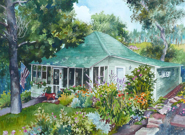 Cottage Painting Art Print featuring the painting Cottage at Chautauqua by Anne Gifford