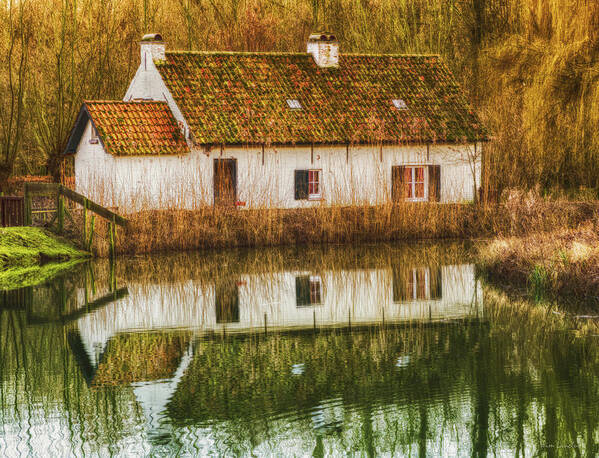 Cottage Art Print featuring the photograph Cottage Reflection by Wim Lanclus