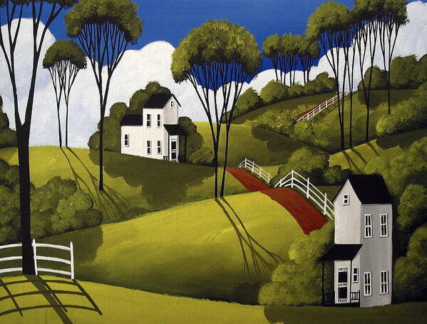 Art Art Print featuring the painting Country Greens - folk art landscape by Debbie Criswell