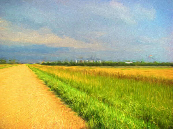 Road Art Print featuring the digital art Country Roads by Cathy Anderson