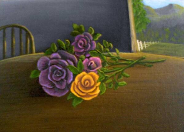 Roses Art Print featuring the painting Country Roses by Sheri Keith