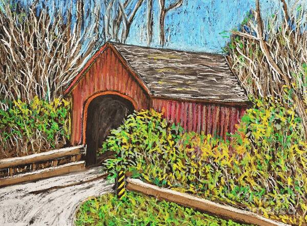 Covered Bridges Art Print featuring the painting Covered Bridge by Reb Frost