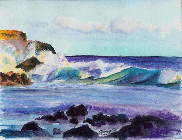 Kauai Art Art Print featuring the painting Crashing Waves by Marionette Taboniar