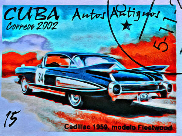 Car Art Print featuring the photograph Cuba Antique Auto 1959 Fleetwood by Modern Art