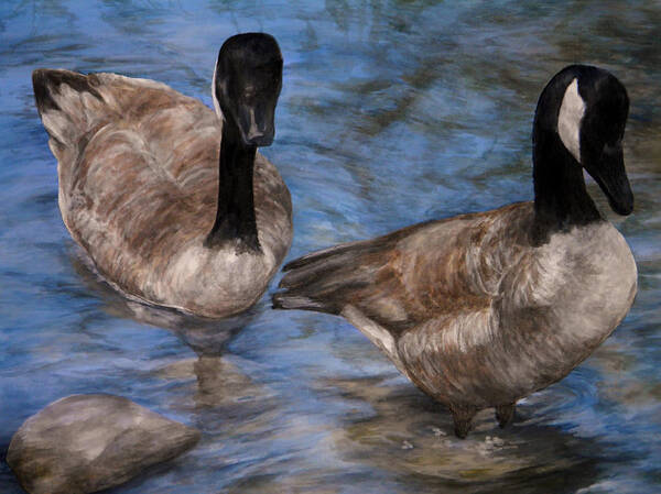 Geese Art Print featuring the painting Curious Geese by Meagan Visser