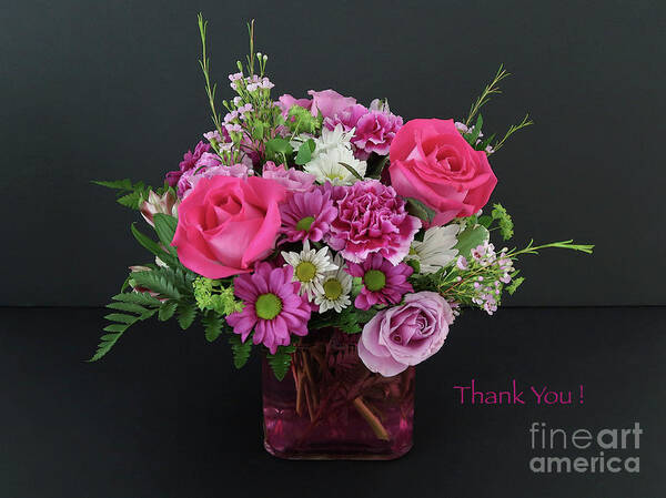 Bouquet Art Print featuring the photograph Cut Flowers - Thank You by Ann Horn
