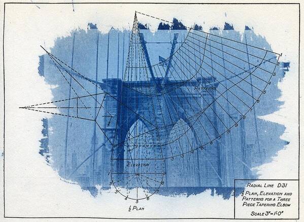 Brooklyn Bridge Art Print featuring the photograph Cyanotype Brooklyn Bridge by Jane Linders