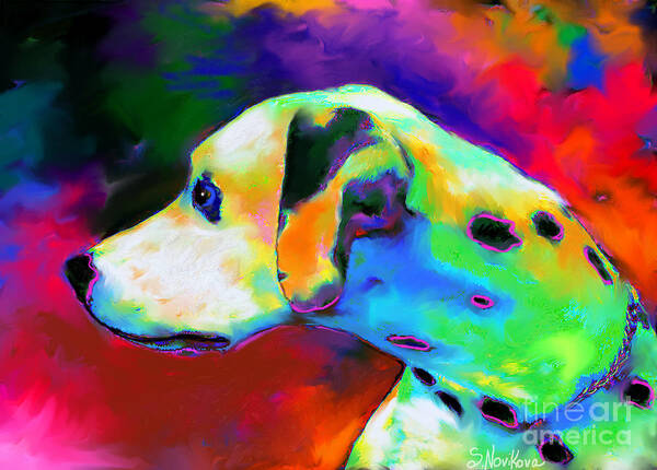 Dalmatian Dog Art Print featuring the painting Dalmatian Dog Portrait by Svetlana Novikova