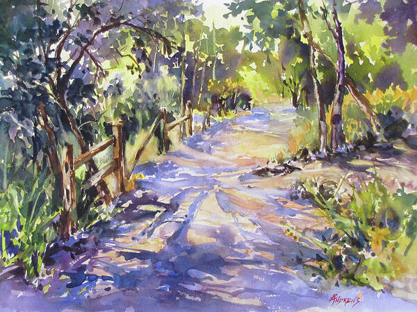 Landscape Art Print featuring the painting Dappled Morning Walk by Rae Andrews