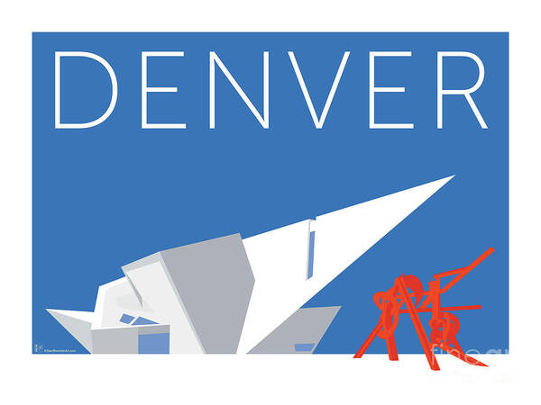 Denver Art Print featuring the digital art DENVER Art Museum/Blue by Sam Brennan