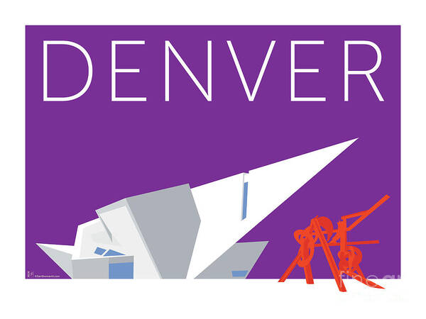 Denver Art Print featuring the digital art DENVER Art Museum/Purple by Sam Brennan